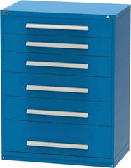 Vidmar - 6 Drawer, Modular Storage Cabinet - Steel, 60" Wide x 27-3/4" Deep x 59" High, Blue - Benchmark Tooling