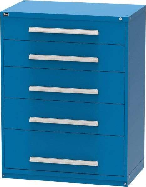 Vidmar - 5 Drawer, Modular Storage Cabinet - Steel, 45" Wide x 27-3/4" Deep x 59" High, Blue - Benchmark Tooling