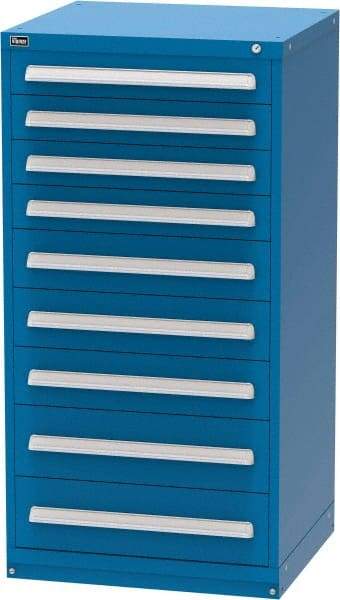 Vidmar - 9 Drawer, Modular Storage Cabinet - Steel, 30" Wide x 27-3/4" Deep x 59" High, Blue - Benchmark Tooling
