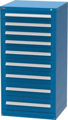Vidmar - 9 Drawer, Modular Storage Cabinet - Steel, 30" Wide x 27-3/4" Deep x 59" High, Blue - Benchmark Tooling