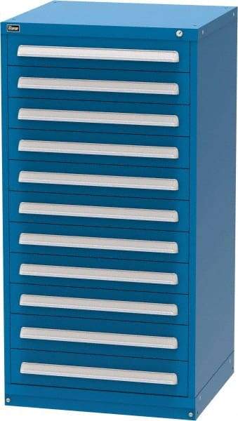 Vidmar - 11 Drawer, Modular Storage Cabinet - Steel, 30" Wide x 27-3/4" Deep x 59" High, Blue - Benchmark Tooling
