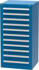 Vidmar - 11 Drawer, Modular Storage Cabinet - Steel, 30" Wide x 27-3/4" Deep x 59" High, Blue - Benchmark Tooling