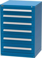 Vidmar - 6 Drawer, Modular Storage Cabinet - Steel, 30" Wide x 27-3/4" Deep x 44" High, Blue - Benchmark Tooling