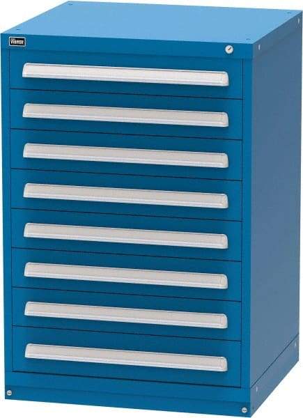 Vidmar - 8 Drawer, Modular Storage Cabinet - Steel, 30" Wide x 27-3/4" Deep x 44" High, Blue - Benchmark Tooling