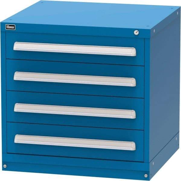Vidmar - 4 Drawer, Modular Storage Cabinet - Steel, 30" Wide x 27-3/4" Deep x 30" High, Blue - Benchmark Tooling