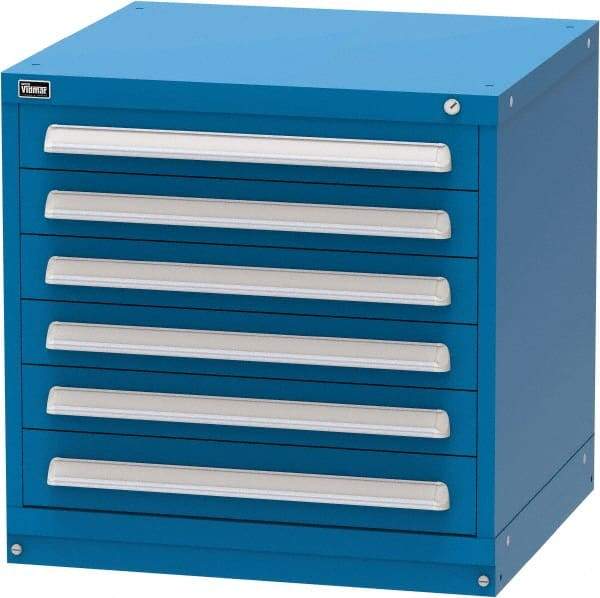 Vidmar - 6 Drawer, Modular Storage Cabinet - Steel, 30" Wide x 27-3/4" Deep x 30" High, Blue - Benchmark Tooling