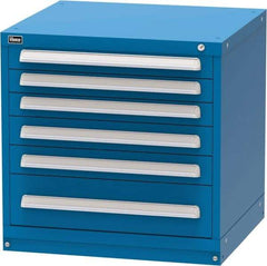 Vidmar - 6 Drawer, Modular Storage Cabinet - Steel, 30" Wide x 27-3/4" Deep x 30" High, Blue - Benchmark Tooling