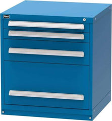 Vidmar - 4 Drawer, Modular Storage Cabinet - Steel, 30" Wide x 27-3/4" Deep x 33" High, Blue - Benchmark Tooling