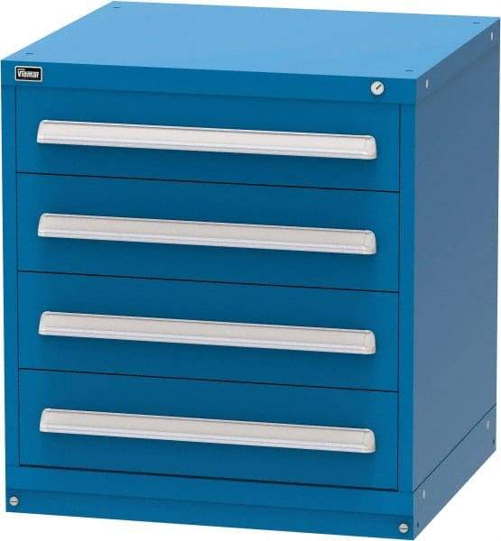 Vidmar - 4 Drawer, Modular Storage Cabinet - Steel, 30" Wide x 27-3/4" Deep x 33" High, Blue - Benchmark Tooling