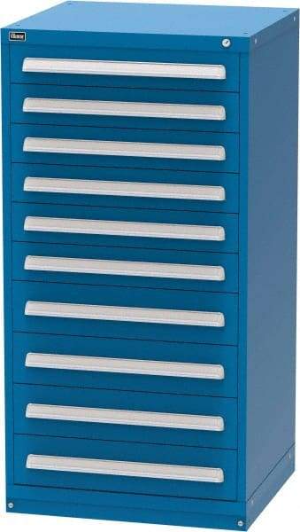 Vidmar - 10 Drawer, Modular Storage Cabinet - Steel, 30" Wide x 27-3/4" Deep x 59" High, Blue - Benchmark Tooling