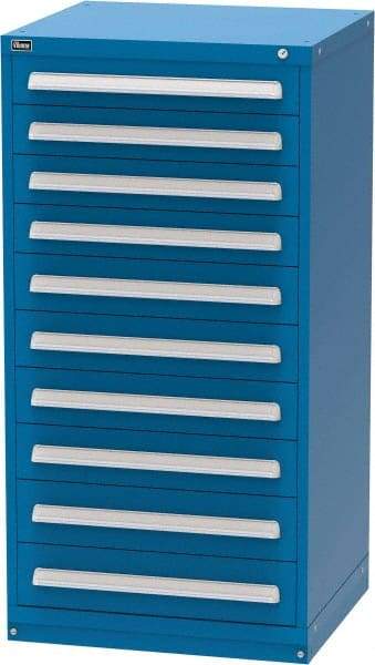 Vidmar - 10 Drawer, Modular Storage Cabinet - Steel, 30" Wide x 27-3/4" Deep x 59" High, Blue - Benchmark Tooling
