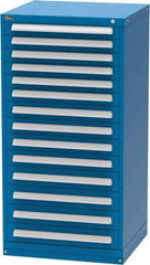 Vidmar - 14 Drawer, Modular Storage Cabinet - Steel, 30" Wide x 27-3/4" Deep x 59" High, Blue - Benchmark Tooling