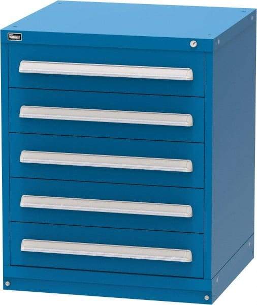 Vidmar - 5 Drawer, Modular Storage Cabinet - Steel, 30" Wide x 27-3/4" Deep x 37" High, Blue - Benchmark Tooling