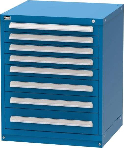 Vidmar - 8 Drawer, Modular Storage Cabinet - Steel, 30" Wide x 27-3/4" Deep x 37" High, Blue - Benchmark Tooling
