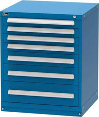 Vidmar - 7 Drawer, Modular Storage Cabinet - Steel, 30" Wide x 27-3/4" Deep x 37" High, Blue - Benchmark Tooling