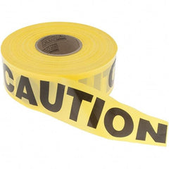 Value Collection - 1,000' Long x 3" Wide Roll, Polyethylene, Black & Yellow Barricade Tape - Message: CAUTION - Benchmark Tooling