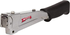 Arrow - Manual Hammer Tacker - 1/4, 5/16, 3/8" Staples, 82 Lb Capacity, Chrome & Black, Chrome Plated Steel - Benchmark Tooling