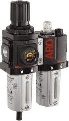 ARO/Ingersoll-Rand - 3/8" NPT Port Compact 2 Piece Filter/Regulator-Lubricator FRL Unit - Metal Bowl, 71 SCFM, 250 Max psi, 8.15" High x 4.409" Long, Manual Drain - Benchmark Tooling