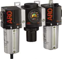 ARO/Ingersoll-Rand - 3/4" NPT Port Standard 3 Piece Filter-Regulator-Lubricator FRL Unit - Metal Bowl, 171 SCFM, 250 Max psi, 7.9" High x 8.693" Long, Manual Drain - Benchmark Tooling