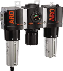 ARO/Ingersoll-Rand - 3/4" NPT Port Heavy Duty 3 Piece Filter-Regulator-Lubricator FRL Unit - Metal Bowl, 199 SCFM, 250 Max psi, 10.75" High x 11.102" Long, Automatic Drain - Benchmark Tooling