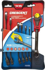 Crescent - 7 Piece, 8mm to 17mm, 12 Point Ratcheting Combination Wrench Set - Metric Measurement Standard, Black Finish, Comes in Caddy - Benchmark Tooling