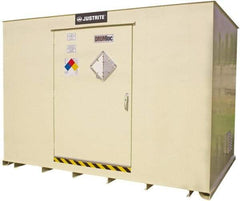 Justrite - 16 Drum, 329 Gal Sump Capacity, Locker - 10' Long x 10' Wide x 8.33' High, Vertical Storage, Steel - Benchmark Tooling