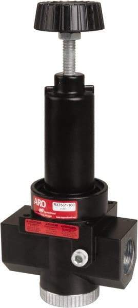 ARO/Ingersoll-Rand - 1-1/4 NPT Port, 800 CFM, Zinc Body Super-Duty Regulator - 0 to 180 psi Range, 300 Max psi Supply Pressure, 1/4" Gauge Port Thread, 2.62" Wide x 10.31" High - Benchmark Tooling
