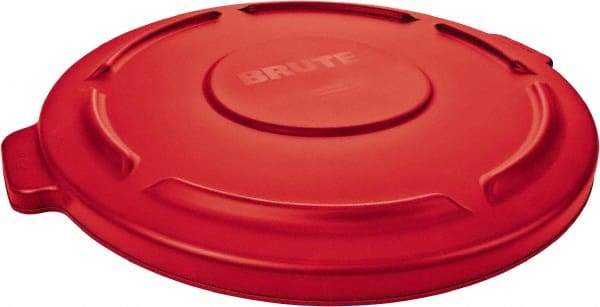 Rubbermaid - Round Lid for Use with 55 Gal Round Trash Cans - Red, Polyethylene, For Brute Trash Cans - Benchmark Tooling