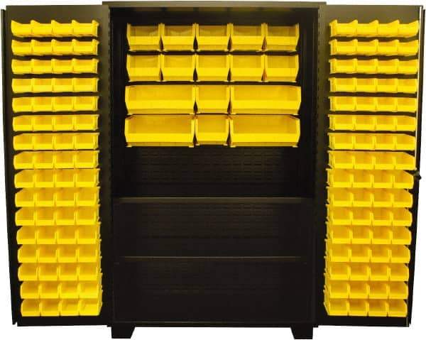 Jamco - 2 Shelf 144 Bin Storage Cabinet - Steel, 48" Wide x 24" Deep x 78" High, Black - Benchmark Tooling