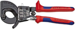 Knipex - 10" OAL, 2" Capacity, Cable Cutter Pliers - Ratchet Head, Comfort Grip Handles, with Spring - Benchmark Tooling