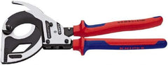 Knipex - 12-1/4" OAL, 24 AWG Capacity, Cable Cutter Pliers - Ratchet Head, Comfort Grip Handles, with Spring - Benchmark Tooling