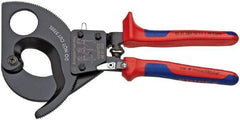 Knipex - 11" OAL, 24 AWG Capacity, Cable Cutter Pliers - Ratchet Head, Comfort Grip Handles, with Spring - Benchmark Tooling