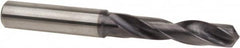 Accupro - 13/32" 140° Spiral Flute Solid Carbide Screw Machine Drill Bit - TiAlN Finish, Right Hand Cut, 2.067" Flute Length, 4.567" OAL, Special Type Point, Straight Shank, Through Coolant - Benchmark Tooling