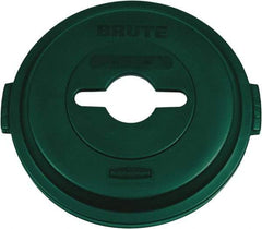 Rubbermaid - Round Lid for Use with 32 Gal Round Recycle Containers - Green, Polyethylene, For Brute Trash Cans - Benchmark Tooling