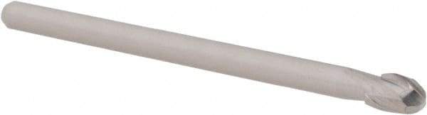 Accupro - 3/16" Diam, 9/32" LOC, 2 Flute Solid Carbide Ball End Mill - AlTiN Finish, Single End, 2-1/2" OAL, 1/8" Shank Diam, Spiral Flute - Benchmark Tooling