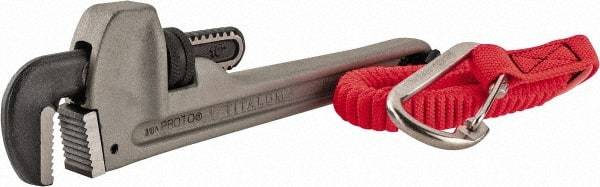 Proto - 10" Aluminum Tethered Straight Pipe Wrench - 1-1/2" Pipe Capacity - Benchmark Tooling