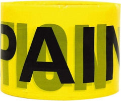 TRIMACO - 300' Long x 3" Wide Roll, PVC, Yellow Barricade Tape - Message: Caution - Wet Paint - Benchmark Tooling