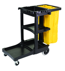 Cleaning Cart w/zipper Red yellow vinyl bag (20.8 gal capacity) Non-marking 8" wheels and 4" casters - Benchmark Tooling