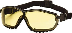 PYRAMEX - Size Universal, Amber Polycarbonate Anti-Fog & Scratch Resistant Lens, Safety Goggles - Direct Vent, Black Nylon Frame - Benchmark Tooling