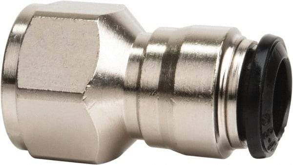 Value Collection - 6mm Outside Diam, 1/4 BSPP, Nickel Plated Brass Push-to-Connect Tube Female Connector - 250 Max psi, Tube to Female BSPP Connection, Buna O-Ring - Benchmark Tooling