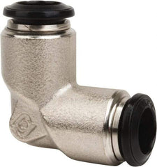 Value Collection - 12mm Outside Diam, Nickel Plated Brass Push-to-Connect Tube Union Elbow - 250 Max psi, Tube to Tube Connection, Buna O-Ring - Benchmark Tooling