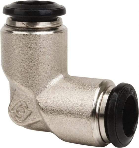 Value Collection - 10mm Outside Diam, Nickel Plated Brass Push-to-Connect Tube Union Elbow - 250 Max psi, Tube to Tube Connection, Buna O-Ring - Benchmark Tooling
