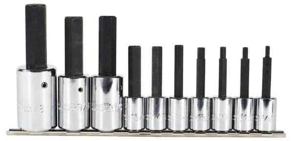 Proto - 10 Piece 3/8 & 1/2" Drive Inch Tethered Hex Bit Socket Set - 1/8 to 5/8" Hex - Benchmark Tooling