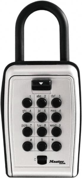 Master Lock - 3-1/8" Wide x 6.8" Overall Height, Push Button Combination, Portable Key Safe - Zinc Finish - Benchmark Tooling