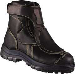 OLIVER - Men's Size 8 Medium Width Steel Work Boot - Black, Leather Upper, Rubber Outsole, 6" High, Non-Slip - Benchmark Tooling