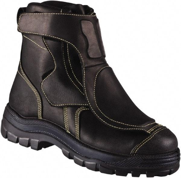 OLIVER - Men's Size 7 Medium Width Steel Work Boot - Black, Leather Upper, Rubber Outsole, 6" High, Non-Slip - Benchmark Tooling