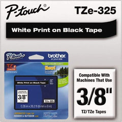 Brother - 3/8" Wide x 314.4" Long, Black Plastic/Paper Tape Cassette - For Label Maker - Benchmark Tooling