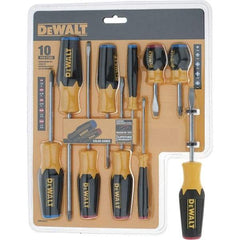 DeWALT - 10 Piece Slotted & Phillips Screwdriver Set - Color Coded Handle, Blade Sizes: Length 6, Width 3/16, 1/4 & 1/8, Bit Sizes: Philips #0 to #2, Tip Thickness: 1/8, 3/16 & 1/4 - Benchmark Tooling