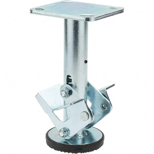 Hamilton - Floor Truck Lock for 8" Diam Caster Wheels - 8-1/2" Retracted Clearance, 4" x 4-1/2" Top Plate Size, 2-5/8" x 3-5/8" Slotted to 3" x 3" Bolt Hole Spacing - Benchmark Tooling