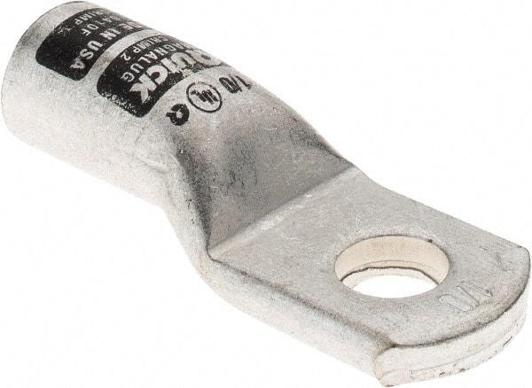 Made in USA - 1/0 AWG Noninsulated Crimp Connection D Shaped Ring Terminal - 3/8" Stud, Tin Plated Copper Contact - Benchmark Tooling